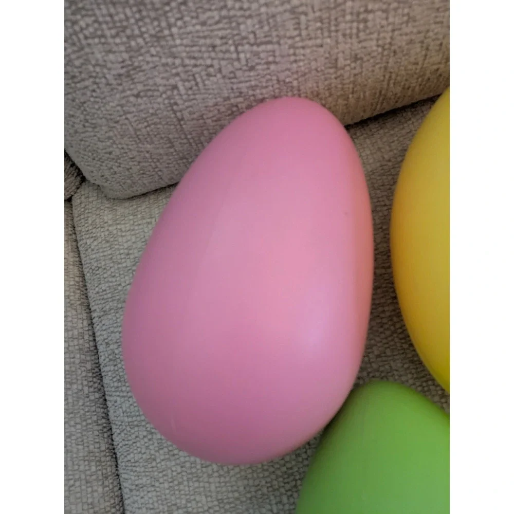 Jumbo Plastic Easter Eggs Set of 4 Pink Yellow Green 7.5‎ Inch Large Decor